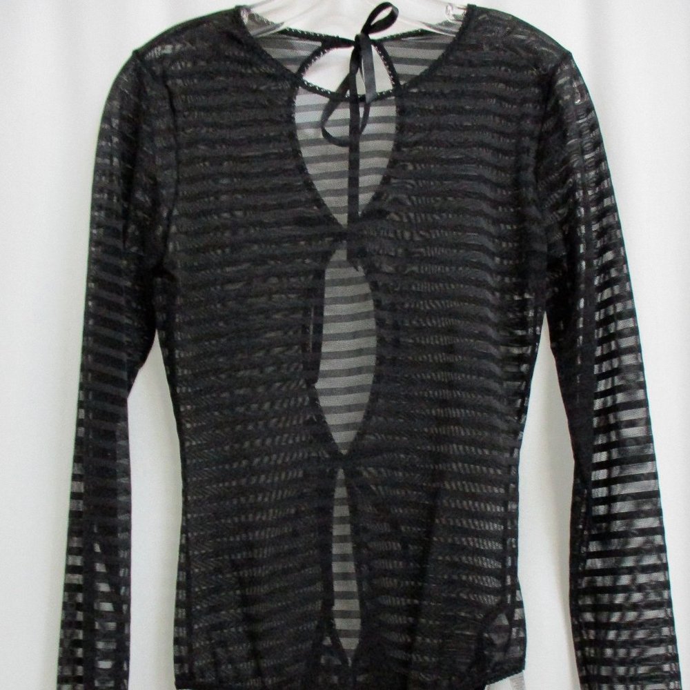 Hanky Panky After Midnight Shadow Striped Black Bodysuit NWT Size Small